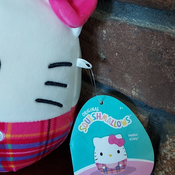 Squishmallows Sanrio Hello Kitty Pink Bow Plaid Plush Doll Tags 7 Inches 2023 - Picture 3 of 10